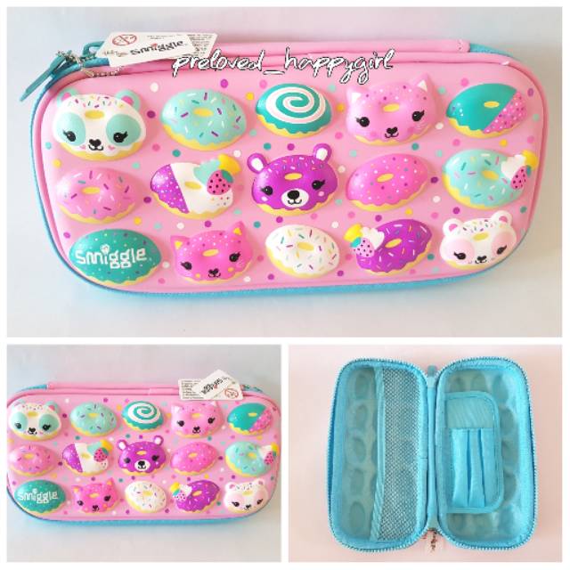 

Pencil case Smiggle Pink Blue Bear Donut Original