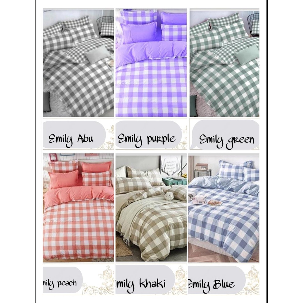 Sprei motif kotak / sprei aesthetic korea series/sprei Emily motif kotak kotak