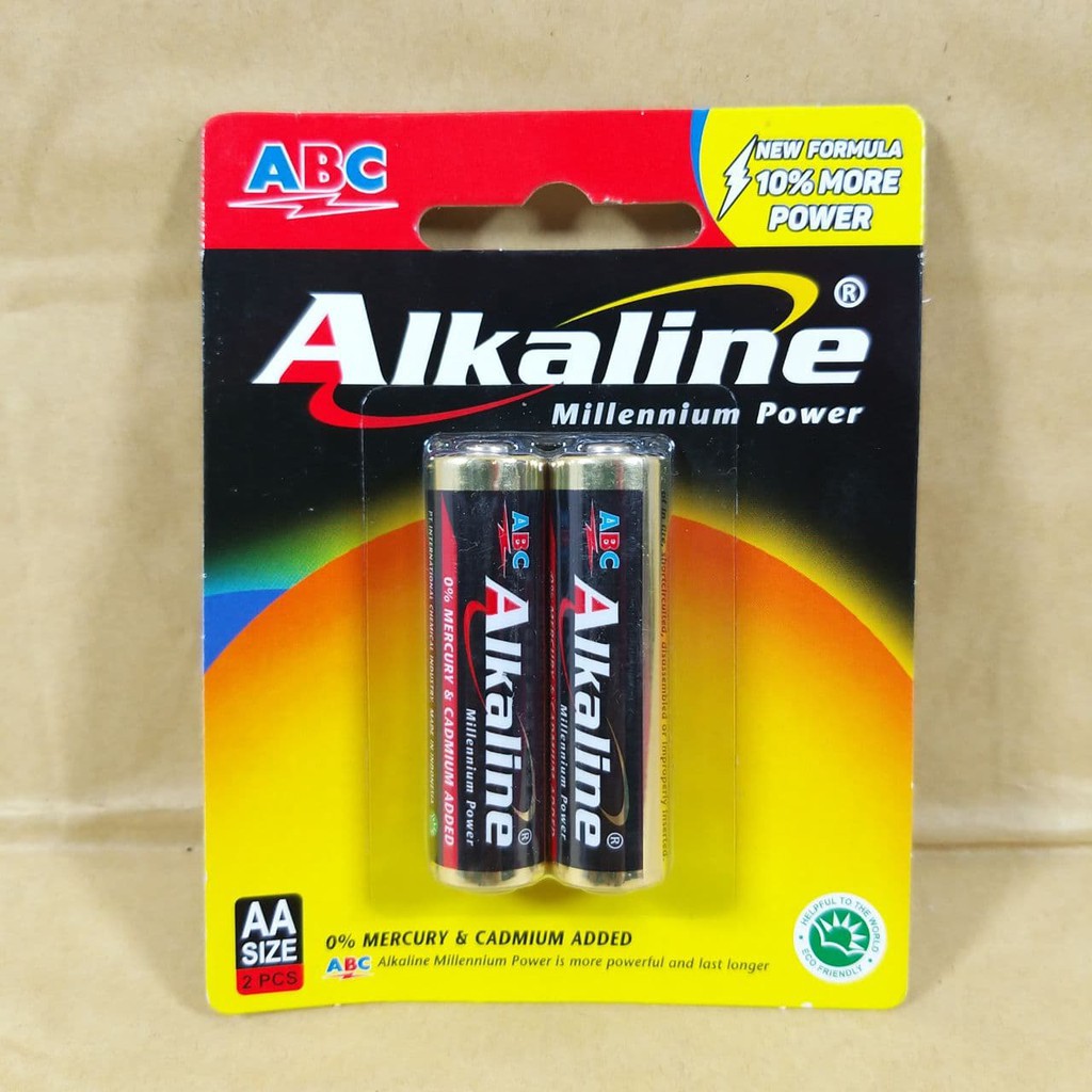 Baterai ABC Alkaline AA LR6 1 set isi 2 pcs - Batrai Bateray ABC Alkaline A2 LR06 2B