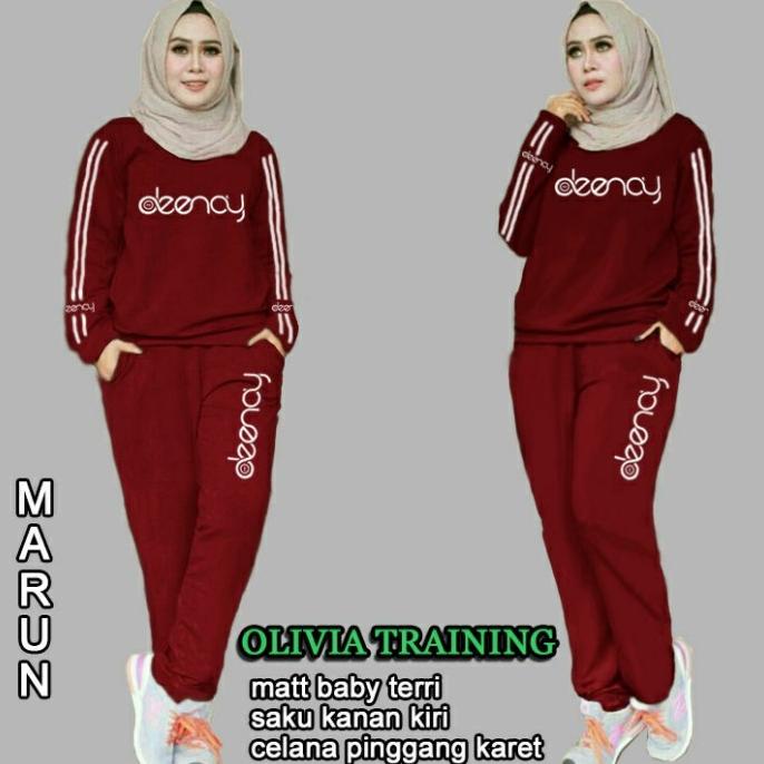 stelan training OLV/stelan olahraga muslimah/baju senam/baju olahraga