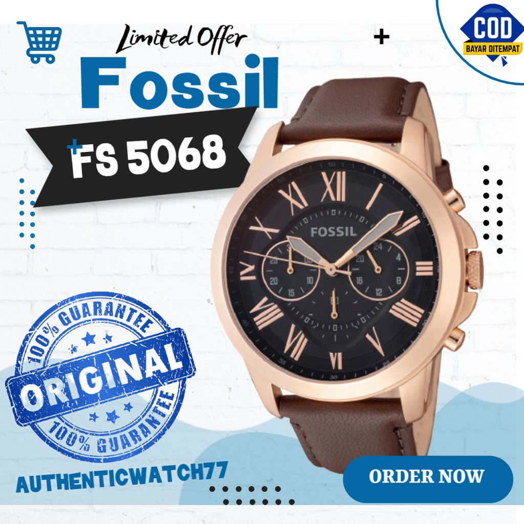 JAM TANGAN PRIA JAM TANGAN ORIGINAL JAM TANGAN FOSSIL ORIGINAL FS5068 rosegold brown  FULL SET