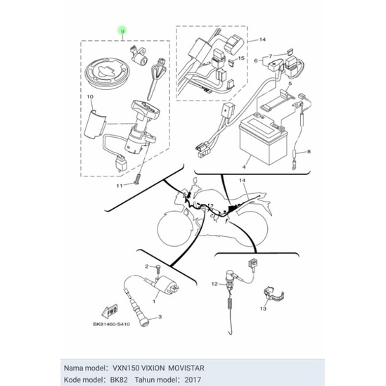 KUNCI KONTAK VIXION NEW BK8 VIXION R ASLI ORI YAMAHA BK8 XH252 01