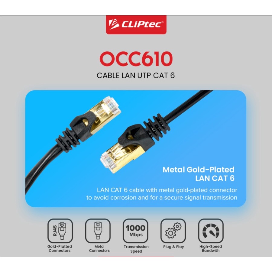 Patch Cord Kabel LAN RJ45 CLIPtec OCC610 Cat 6 1.5Meter-Cable UTP Cat6