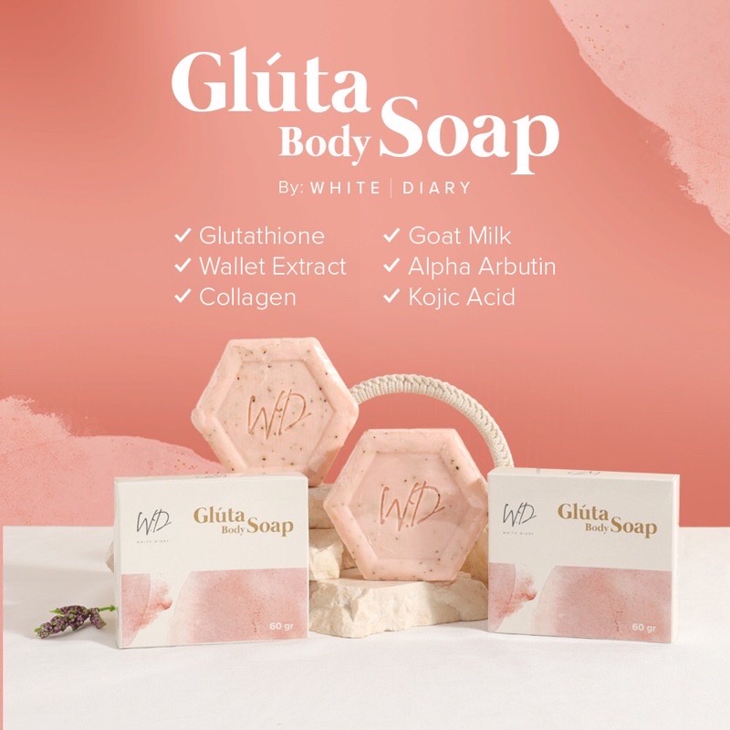 WHITE DIARY GLUTA BODY SOAP WHITENING/SABUN BADAN BLINKZ PEMUTIH BPOM