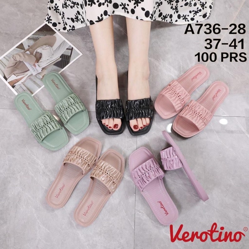 Sandal Jelly Verotino A736 Sandal Jelly Slop Kerut Rantai Terbaru