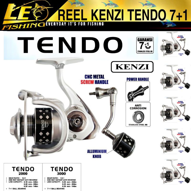 REEL KENZI TENDO 7+1BALL BEARING 2000 3000 POWER HANDLE REEL SPINNING TERLARIS