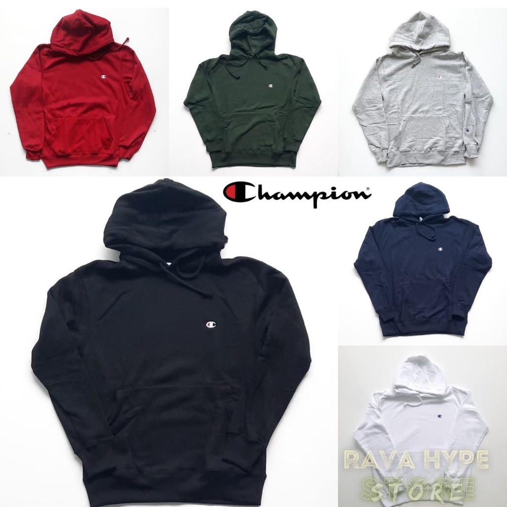 Hoodie Champion Basic Logo Original / Jaket Sweater Hoodie Pria Wanita