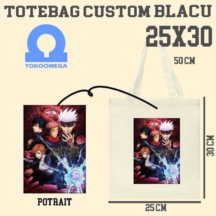 Omegabag Totebag Custom Blacu Cream Premium 25x30