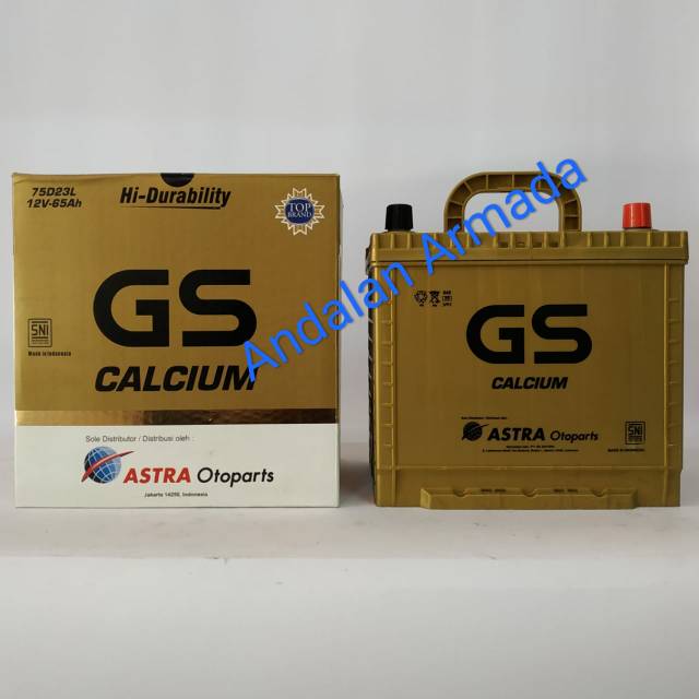 Aki kering Astra Otoparts GS Calcium 75D23L 65 Ah