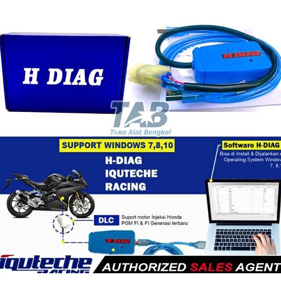 Scanner motor HONDA versi Laptop/ PC ,Merk IQUTECHE H-DIAG