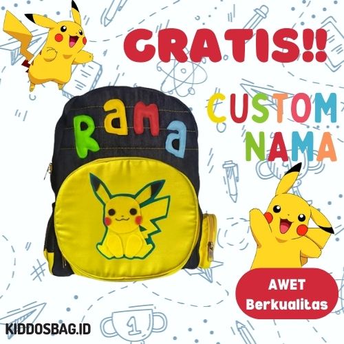 TAS KARAKTER ANAK SEKOLAH PAUD TK SD BOCIL PEREMPUAN LAKI-LAKI TAS CEWEK COWOK CUSTOM NAMA DAN WARNA
