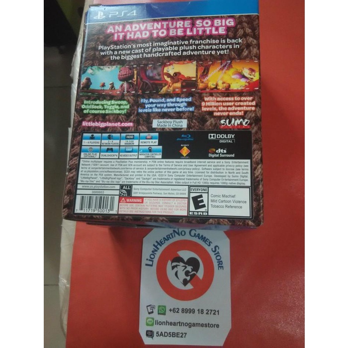 REGION 1 US - Little Big Planet 3 Plush Edition - PlayStation 4