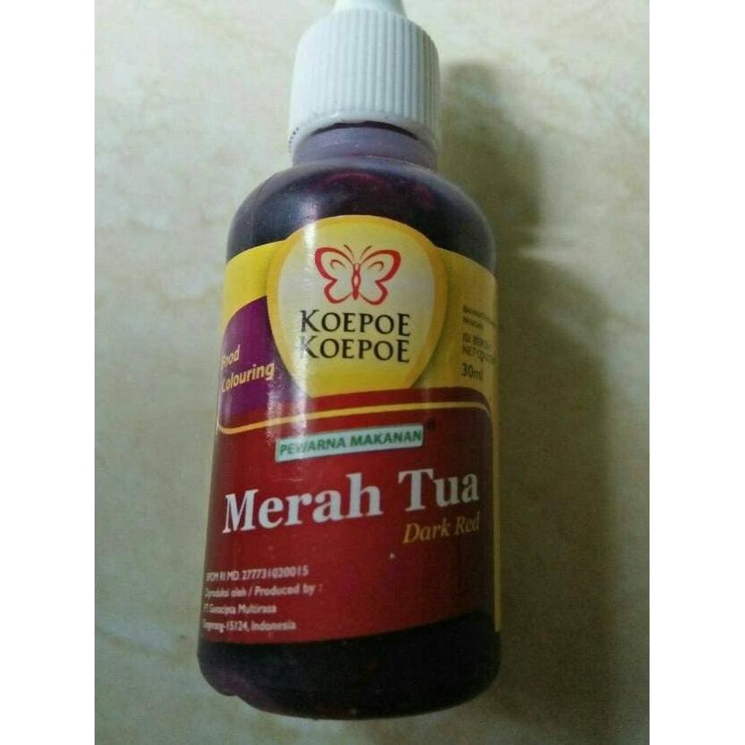 

Toko-Bahan-Kue- Pewarna Merah Tua+Koepoe-Koepoe 30Ml+Untuk Makanan Dan Minuman -Terlengkap-Termurah-