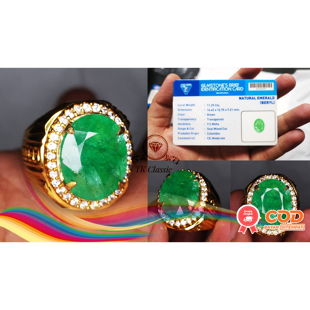 NATURAL BATU PERMATA ZAMRUD COLOMBIA BIG SIZE MINNOR INCLUDE MEMO ACC GEMS LAB