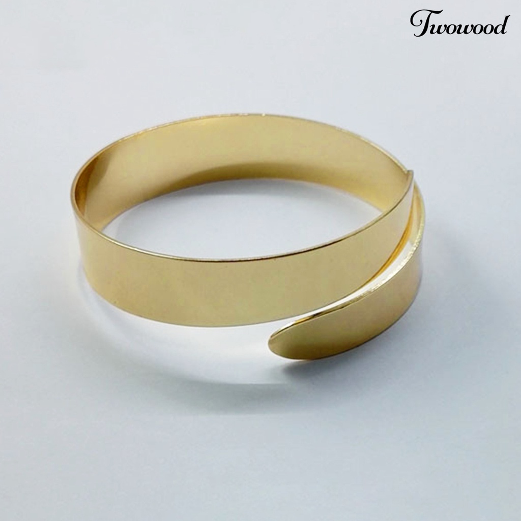 Twowood Double Layered Opening Cuff Bracelet Alloy Wide Adjustable Women Anklet for Valentine Day