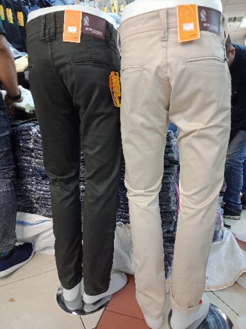 Celana chino panjang pria/slimfit