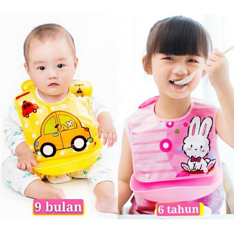 Celemek Makan Bayi Slabber Plastik Cup dan Anak
