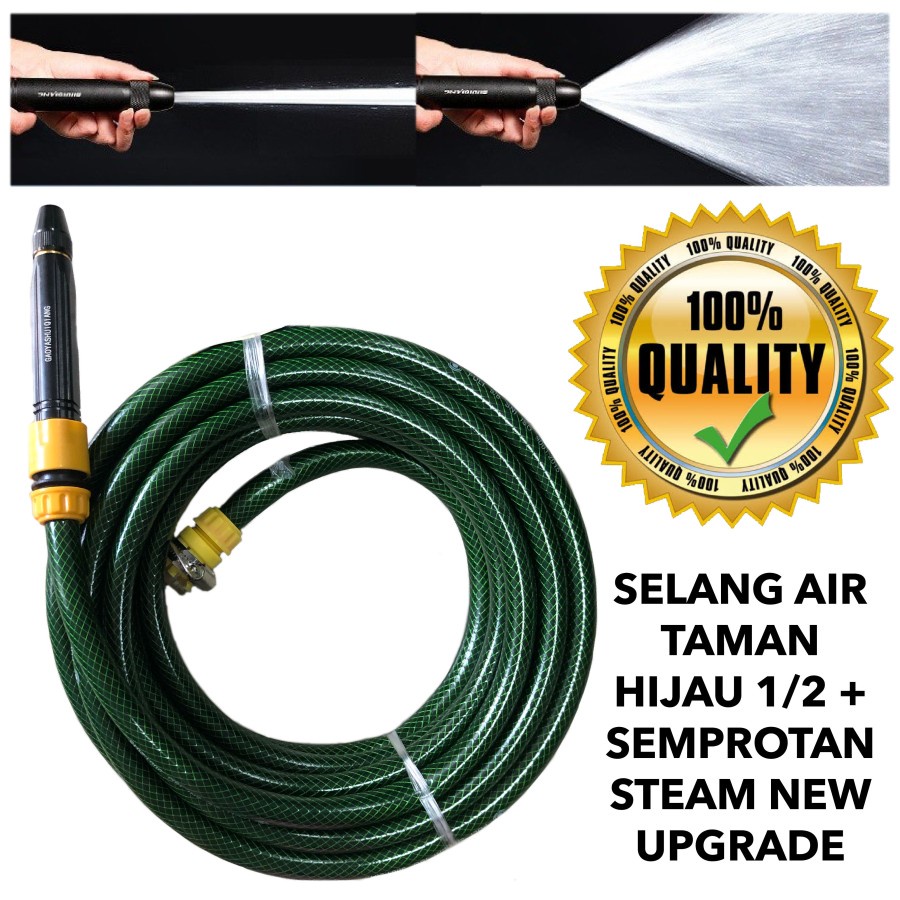 SELANG AIR TAMAN HIJAU BENANG 1/2 + SEMPROTAN STEAM NEW UPGRADE SET