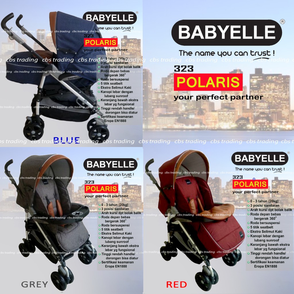 Babyelle New Polaris Stroller Single S-323 - Baby Elle Polaris Baby Stroller
