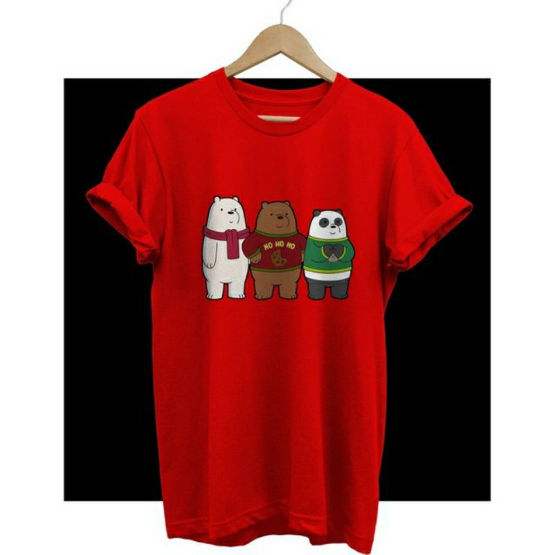 KAOS BAJU COMBED 30S NATAL WE BARE BEARS CHRISTMAS