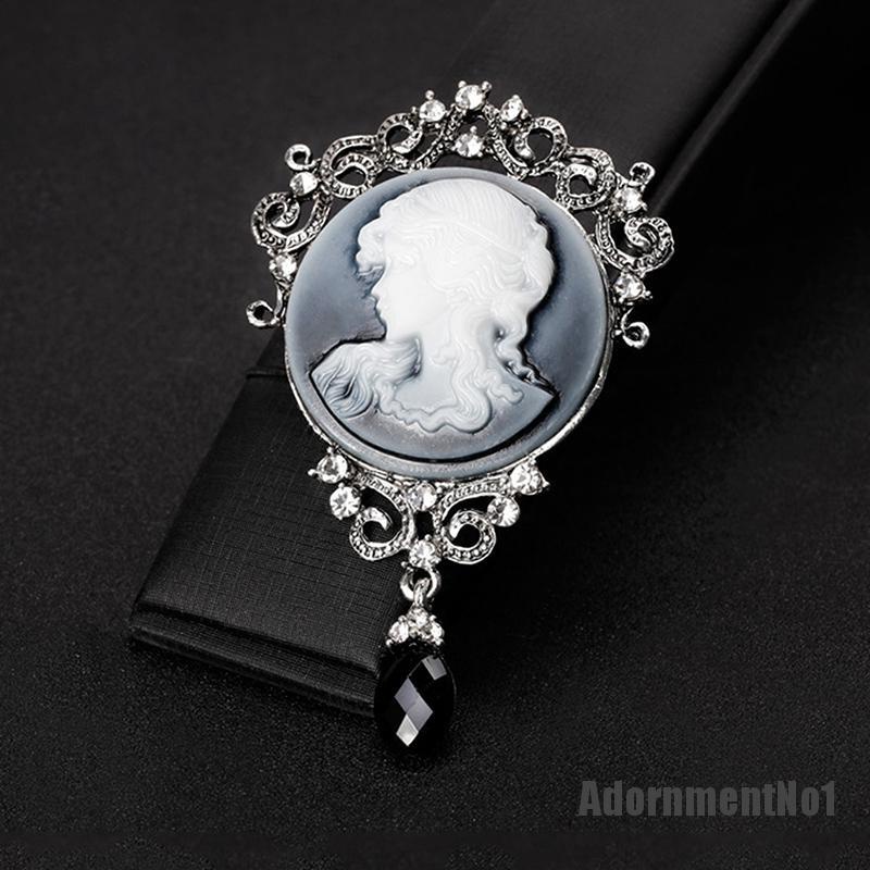 (Adornmentno1) 1pc Bros / Pin Gaya Victoria Motif Cameo Aksen Kristal Untuk Aksesoris Wanita / Pesta Pernikahan