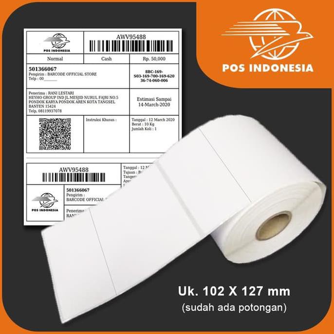 

Produk Unggulan] Sticker Label Barcode Pos 102 X 127 102X127 Mm 102X127Mm Semicoated