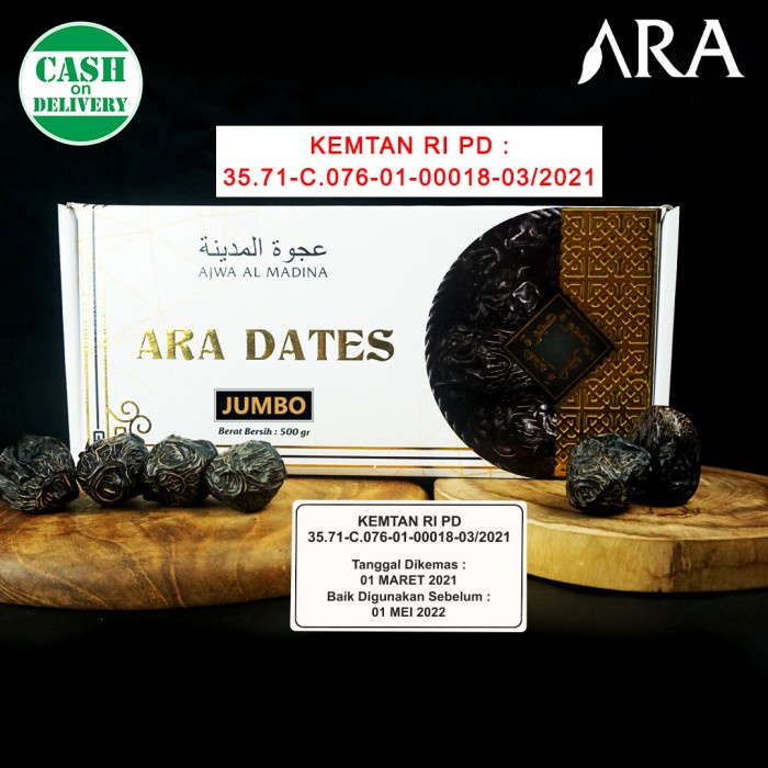 

Kurma Nabi / Kurma Ajwa Jumbo ARA DATES 500gr