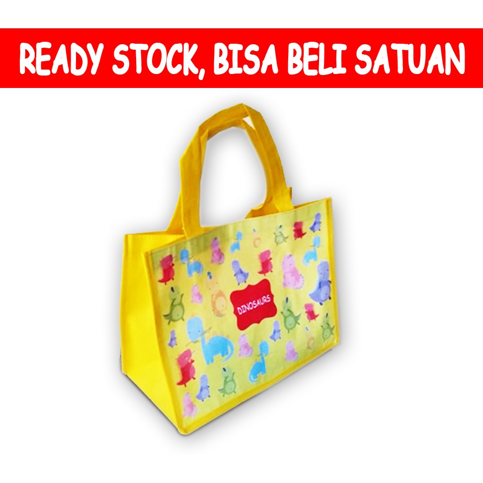Tas Ultah / Tas Ulang Tahun / Goodie Bag BISA BELI SATUAN-Dino Kuning