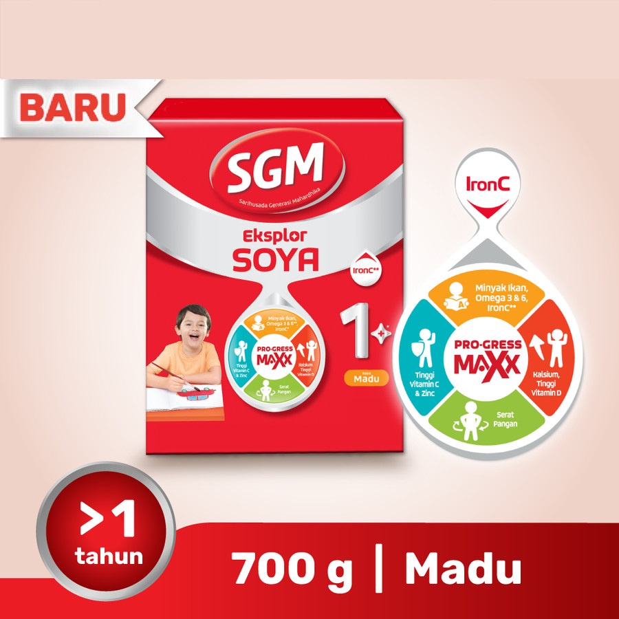 SGM Eksplor Soya 1+ Pro-GressMaxx 700GR Madu Susu Pertumbuhan 1-5 Tahun Alergi Susu Sapi
