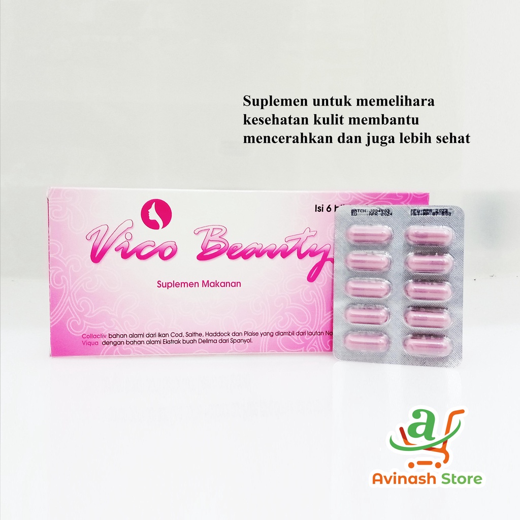VICO BEAUTY MENCERAHKAN KULIT FISH COLAGEN + VIQUA HARGA PER BLISTER ISI 10 KAPSUL