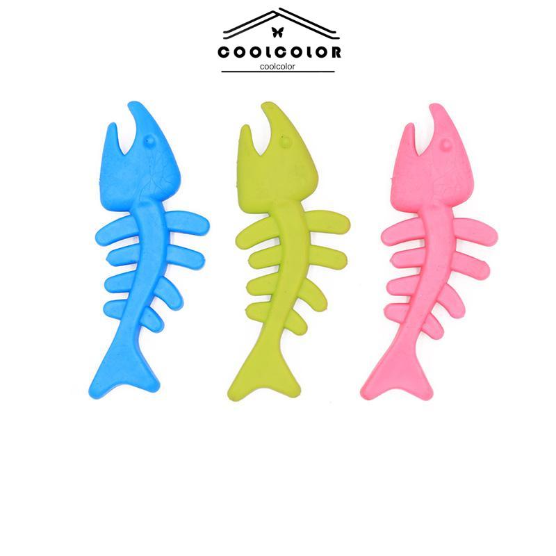 CODBentuk Tulang Ikan TPR Sounding Rubber Cat And Dog Toy Tahan Gigitan Self Playing Pet- cl