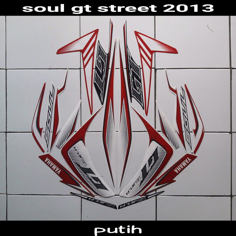 PROMO.. stiker motor Mio Soul GT 2013 putih - striping Lis body Yamaha Soul GT 2013