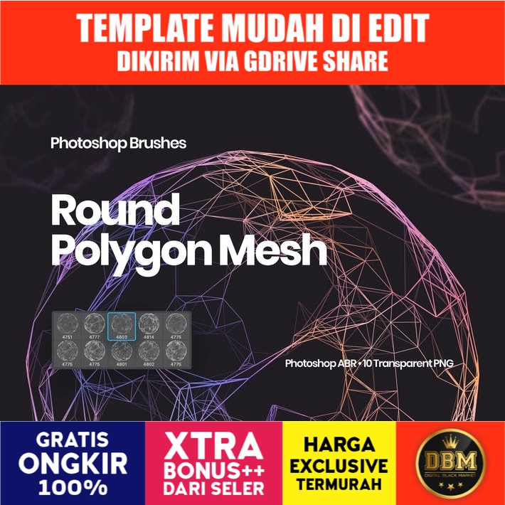 Round Polygon Mesh - Photoshop Brushes