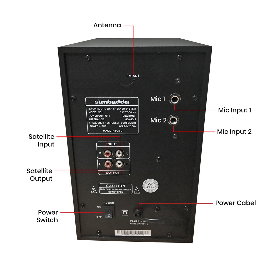 Speaker Simbadda CST 7000N+ Remote, RGB LED Display, MIC, Bluetooth, SD Card, USB