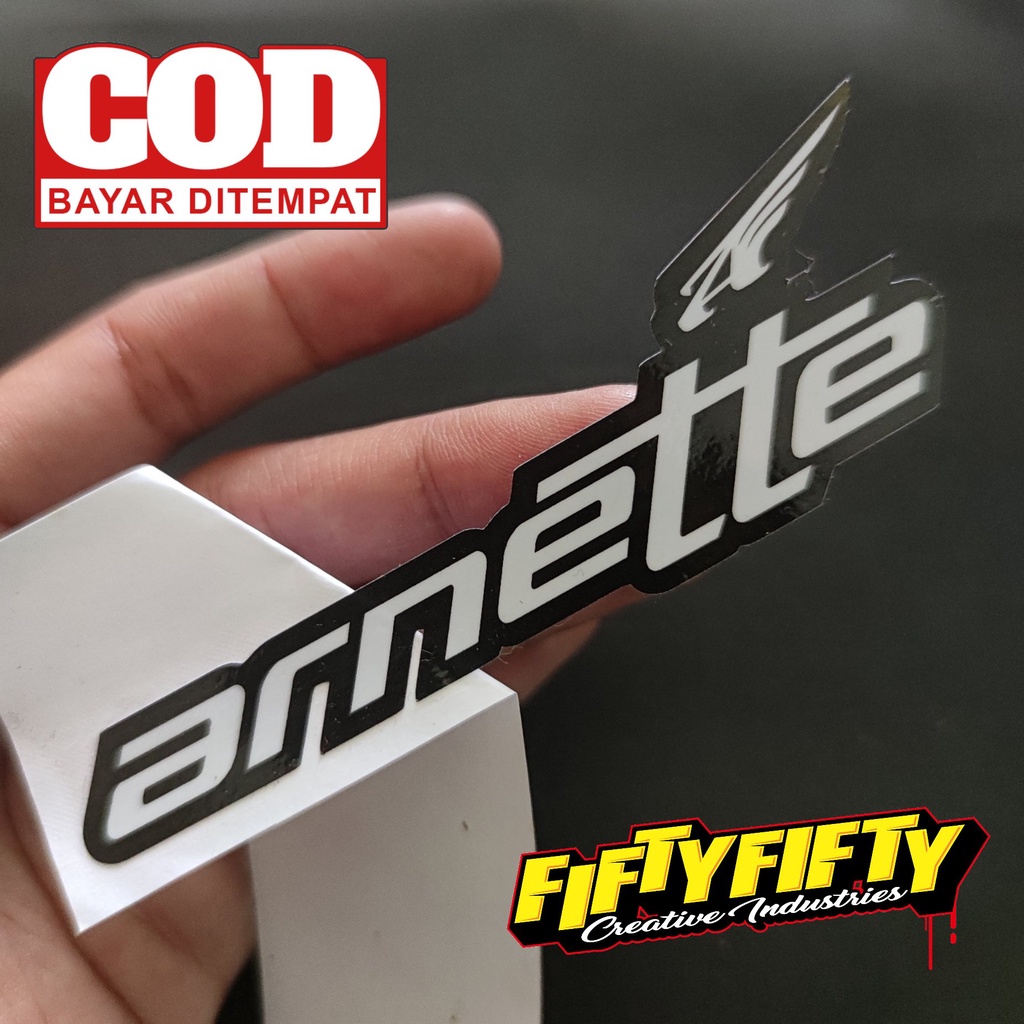 Stiker Print Cut ARNETE Stiker Printing Laminasi Glossy Tahan Air Stiker Motor Mobil Helm Sudah Membentuk Pola Desain