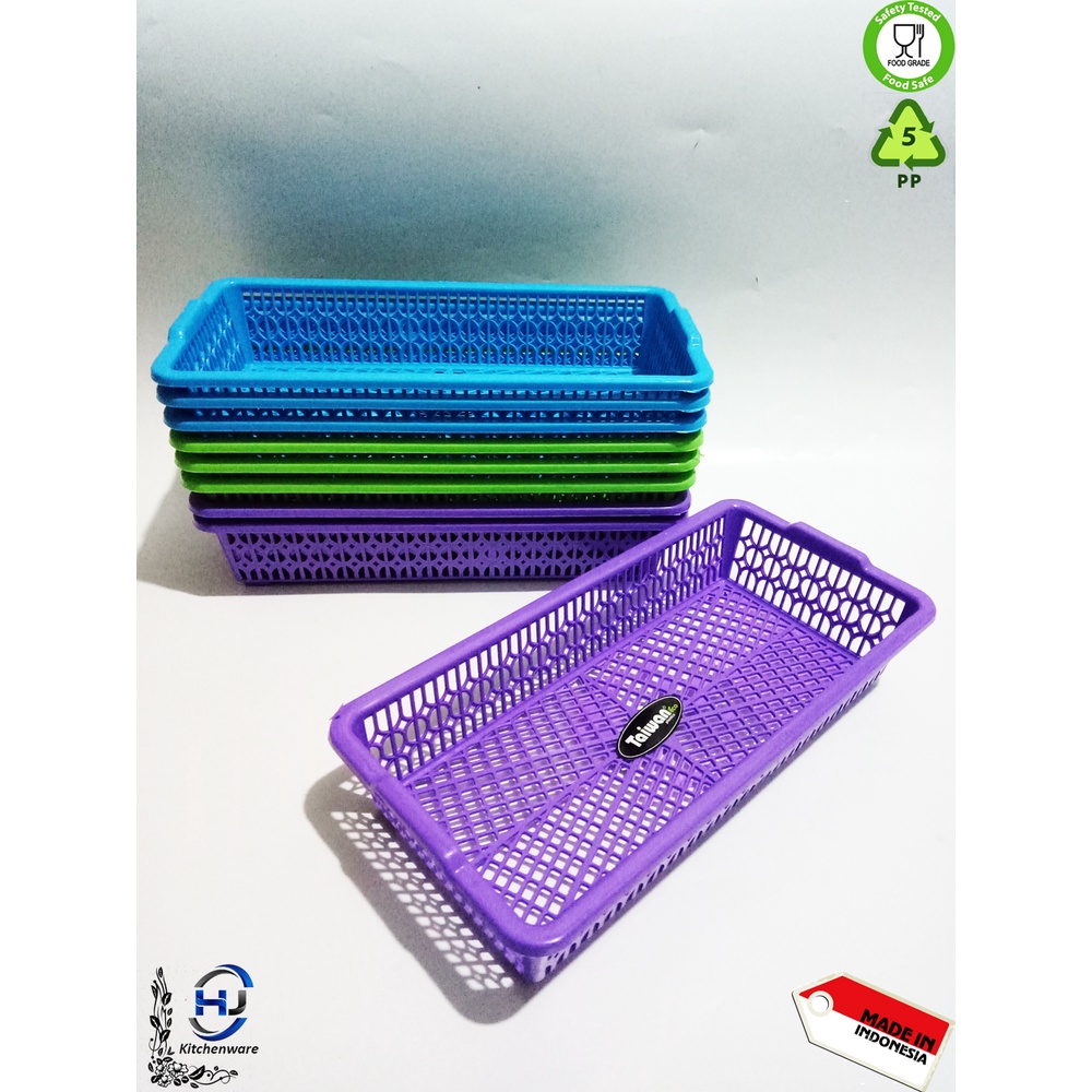 Keranjang Kotak Panjang / Basket Jaring Kecil Taiwan Plastik / Keranjang 27 CM / Sabun / Kosmetik / 