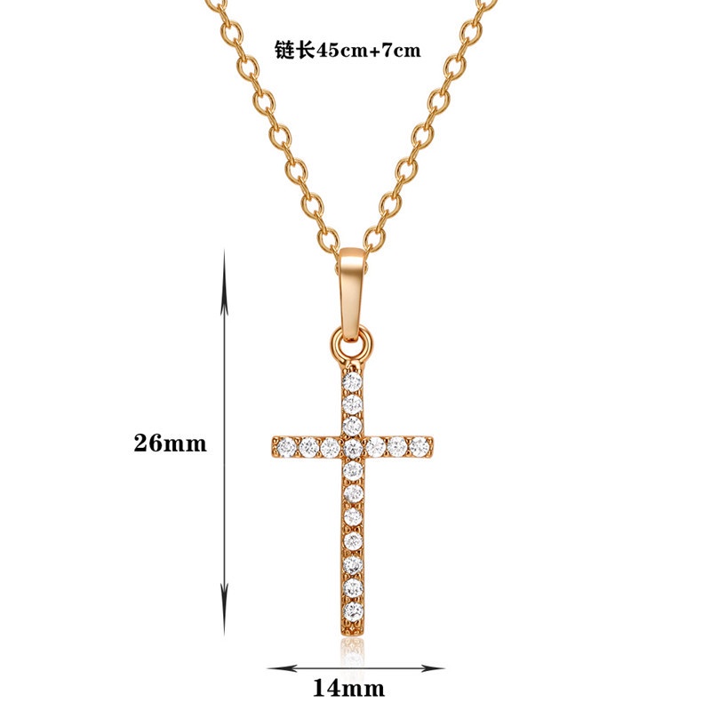 Kalung Liontin Salib Yesus Bahan Stainless Steel Aksen Kristal Untuk Wanita