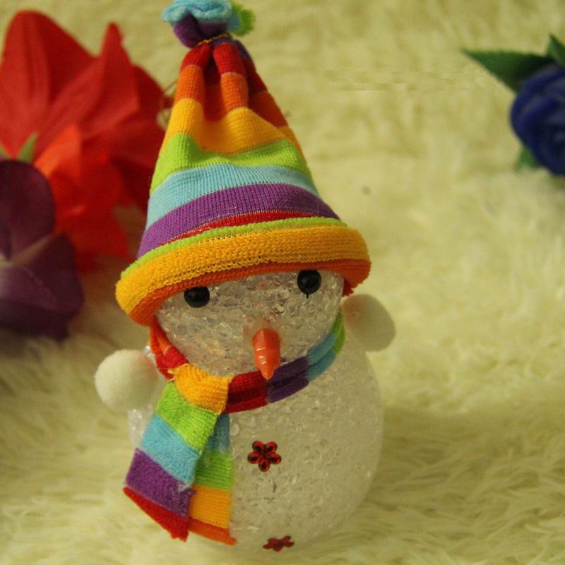 [Christmas Products] Xmas LED Decorative Glowing Colorful Plastic Particle Crystal Snowman Doll Lights