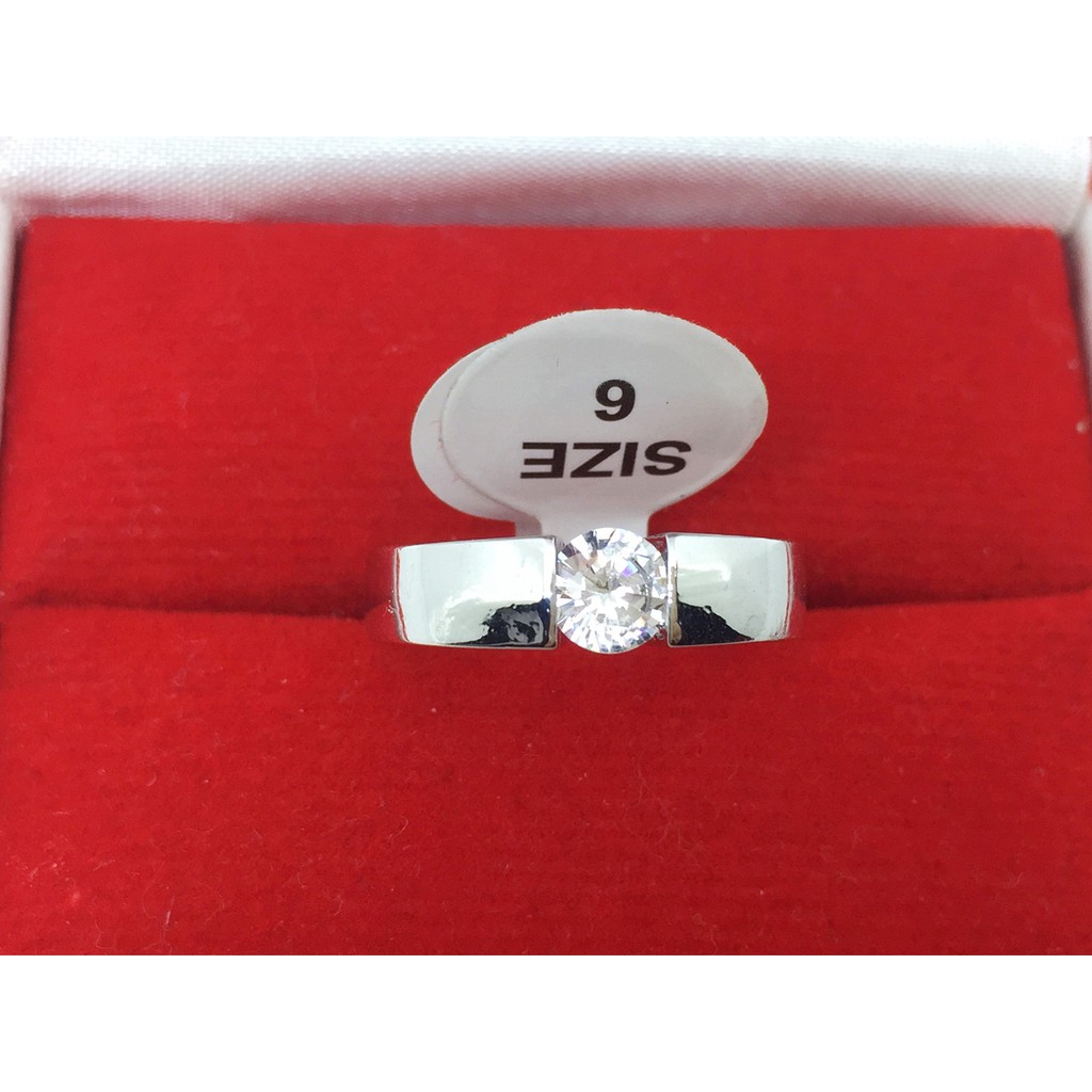 Cincin Silver Free Size Lapis Emas Putih Pria Kawin Tunangan - BR174