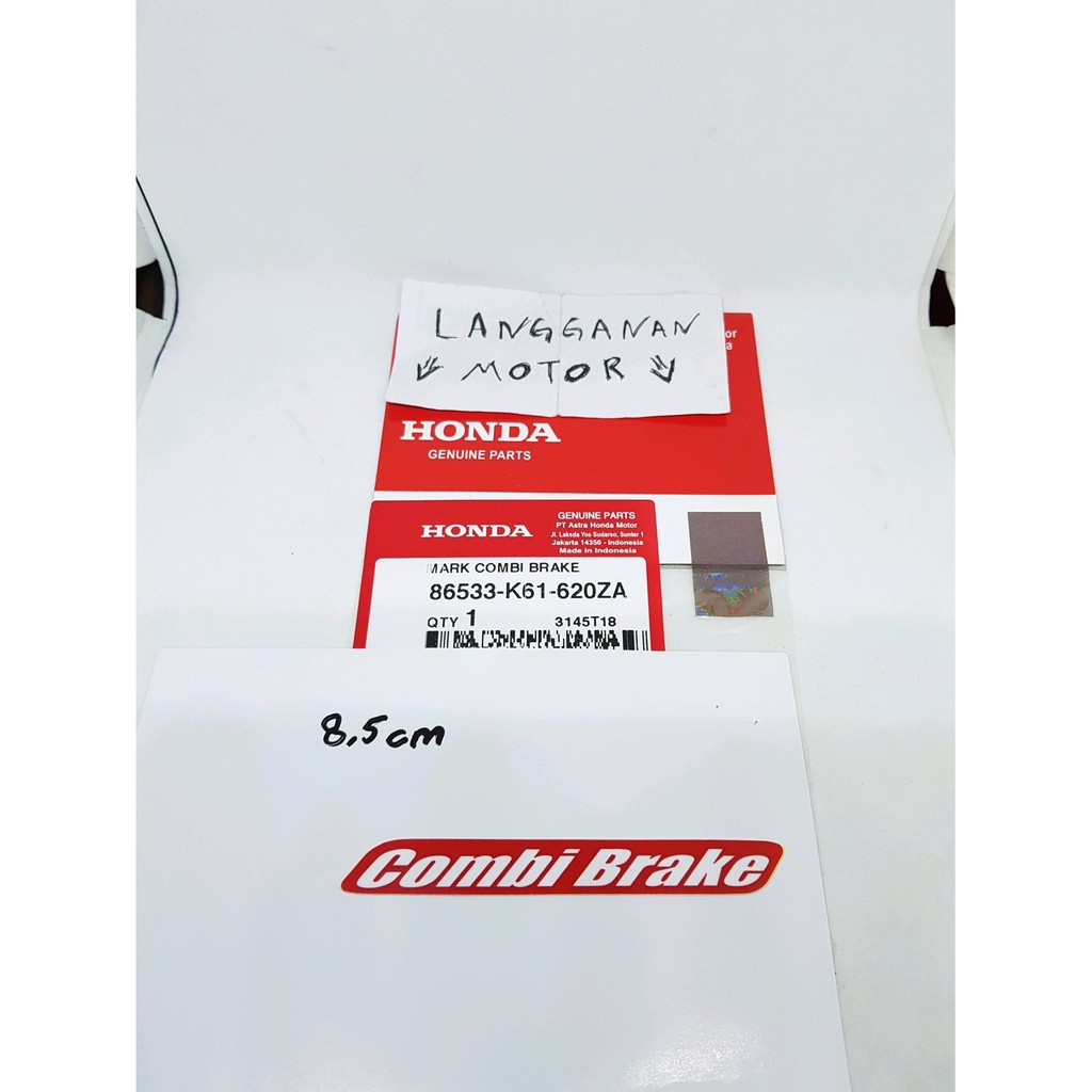 

MARK STICKER STIKER LOGO TULISAN COMBI BRAKE 8.5 CM MERAH Ori 100%