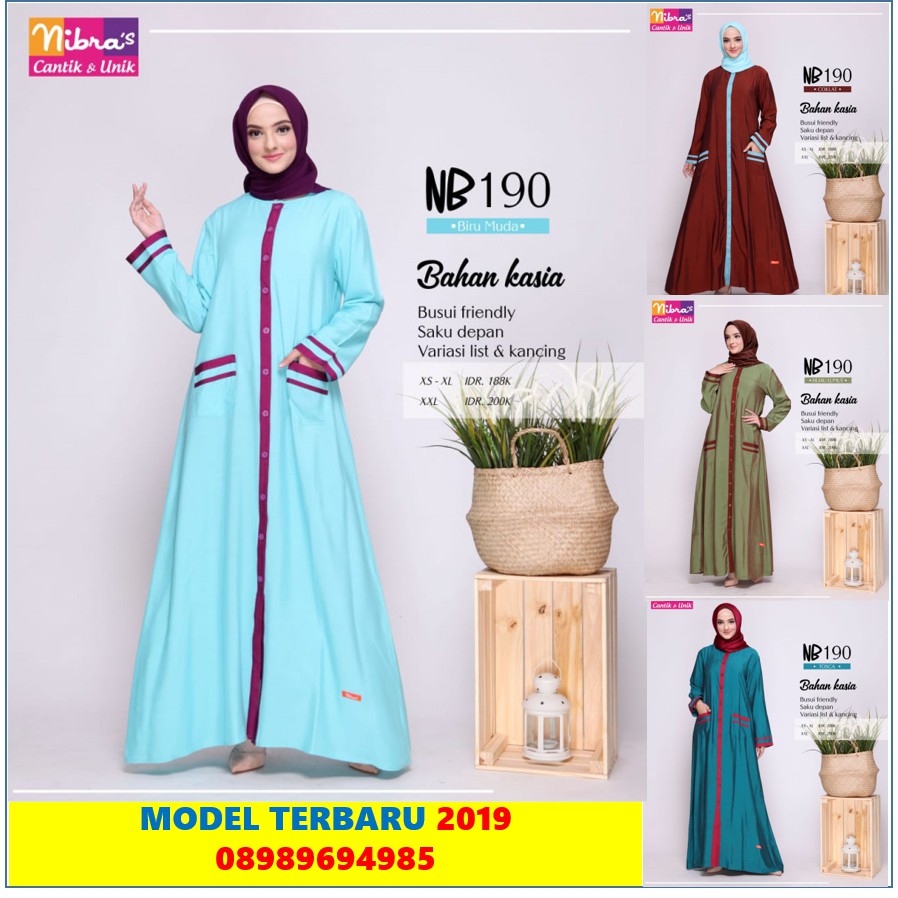 Original Terbaru 2019 Gamis Katun Jepang Nibras Nb A05 Syari Hitam