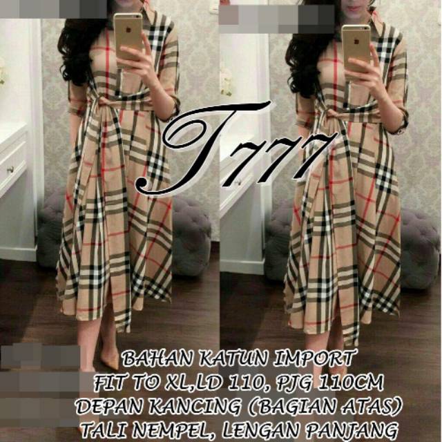 DRESS WANITA BURBERRY BB BAHAN KATUN IMPORT ECL
