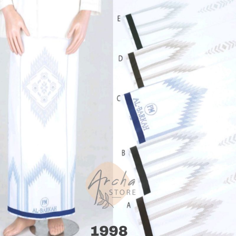 Sarung Putih Samarinda Jumbo Al-Barkah design Pulau mas bsy sarung termurah 1998