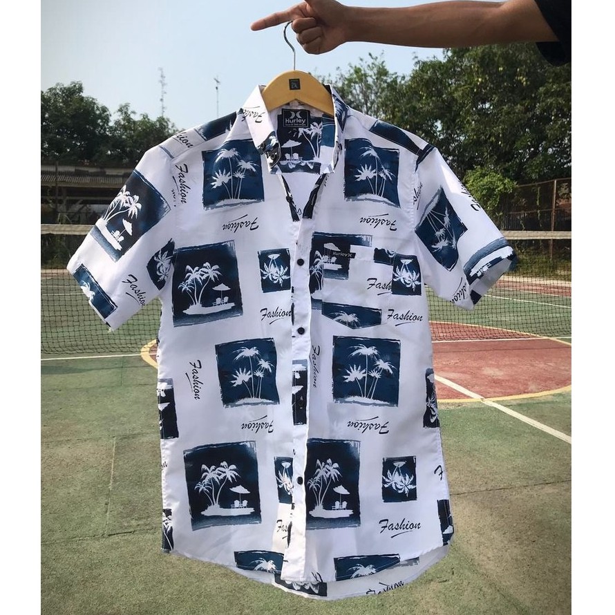 Kemeja Pria Lengan Pendek Murah Motif Surfing Printing | KEMEJA COWOK LENGAN PENDEK PANTAI