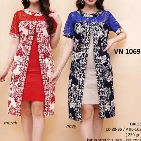 Dress Batik Wanita Big Size Dress Batik Modern Jumbo Terbaru Nia