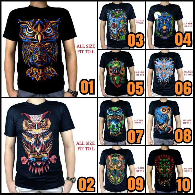 Baju Kaos Printing 3D Bangkok Thailand Bird Burung Fullprint Full Print Good Day Import Impor