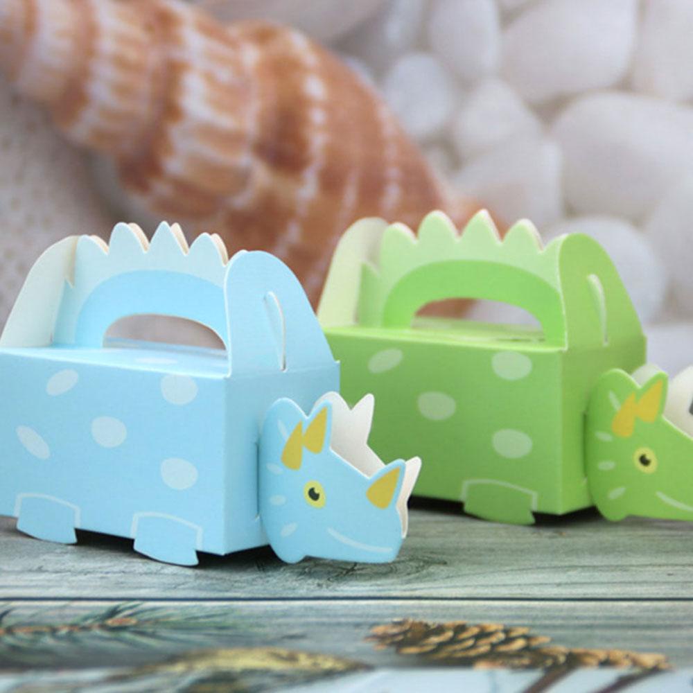 Nanas 10pcs Dinosaurus Cookie Box Dekorasi Baby Shower Paper Box Kotak Hadiah