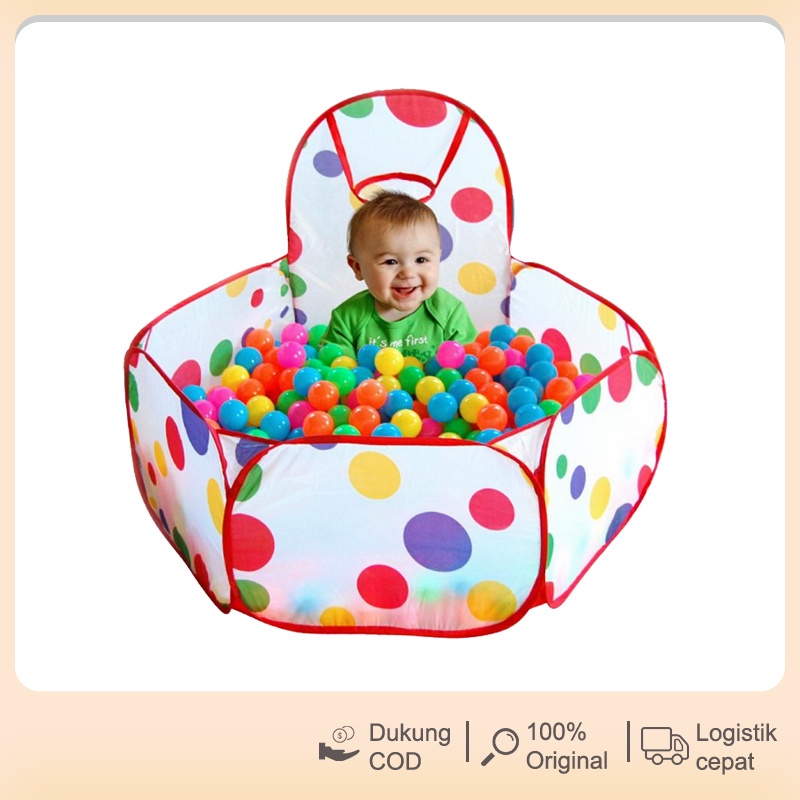[COD] Bayi Mainan Kolam Mandi Bola 1.2m Tenda Keranjang Mandi Bola Anak + Ring Basket Hadiah Ulang T
