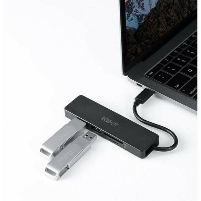 USB C HUB 5IN1 ROBOT HT240 ADAPTER USB TYPE C USB 3.0 MACBOOK IPAD PRO 0512 MULTIPORT ADAPTOR TYPE-C