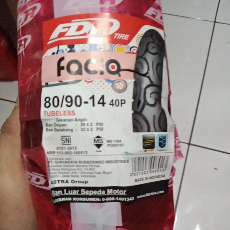 BAN DEPAN VARIO 125/VARIO 150 FDR 80/90-14 TUBELES